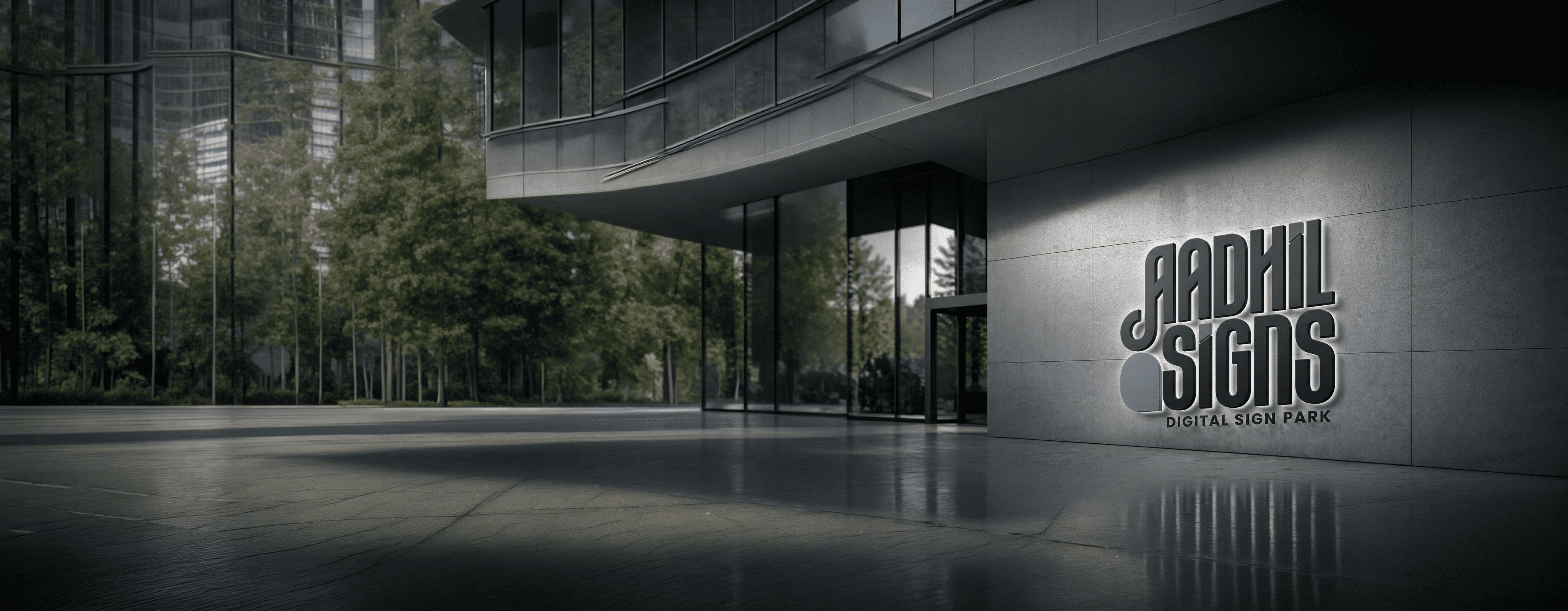 Aadhil Signs storefront building with illuminated signage